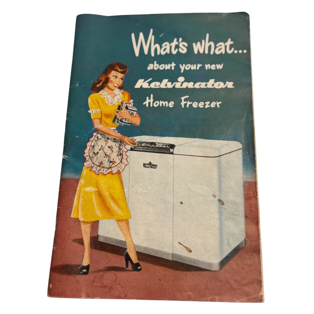VTG Kelvinator Home Freezer Manual Booklet Blue Mid Century Modern Kitchen Decor
